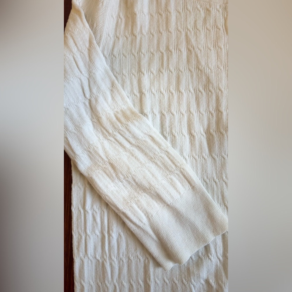 Croft & Barrow Women's Sweater Ivory Round Neck Cable Knit - Picture 3 of 6